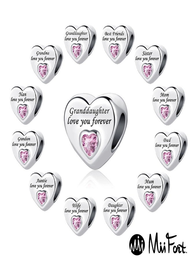 MiiFort Sister Pink Heart Charm Compitable with Pandora Charms Bracelets Love You Forever - Image 4