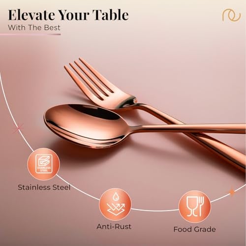 Frenchware Cutlery (Set of 12, Stainless Steel PVD Rose Gold Spoons - 6 and Forks - 6), 100% Food Grade, Non Toxic, Anti-Rust, Dishwasher Safe, Perfect Gifting Set for All Occasions - Image 3