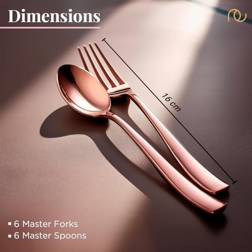 Frenchware Cutlery (Set of 12, Stainless Steel PVD Rose Gold Spoons - 6 and Forks - 6), 100% Food Grade, Non Toxic, Anti-Rust, Dishwasher Safe, Perfect Gifting Set for All Occasions - Image 5