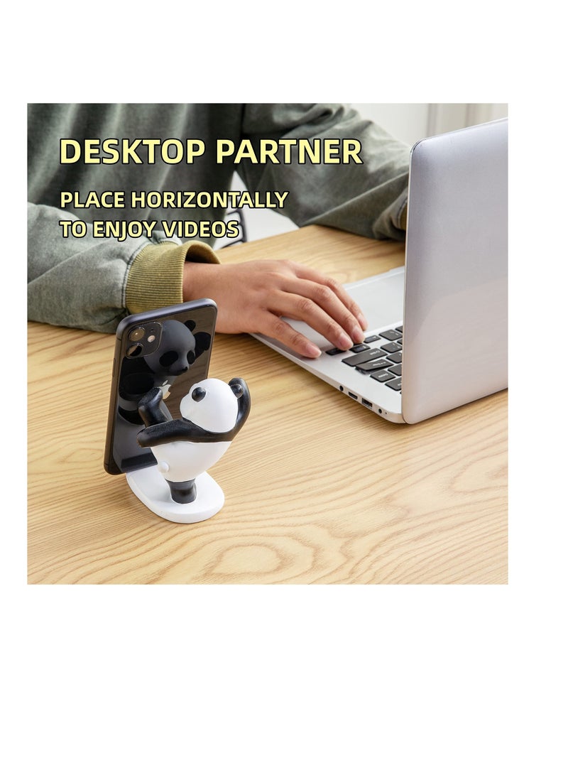 Excefore Panda Smartphone Stand, Cell Phone Stand for Desk, Animal Desk Accessories, Adjustable Phone Stand, Suitable for Phone Supporter for iPhone, Ipad (Black)  - Image 3