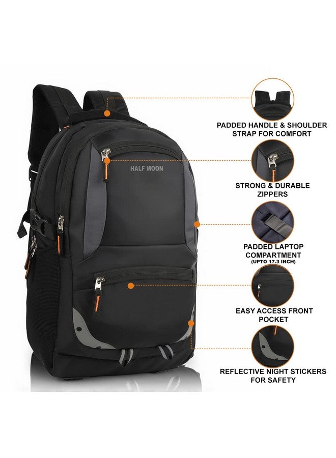 Half Moon Half Moon Large 35L Water Resistant 17.3" Laptop Bag for Men/Bagpacker Bag for Men, Black | Office Bag for Men/Office Bag for Women with Padded Laptop Compartment | Spacious & Multiple Pockets  - Image 2