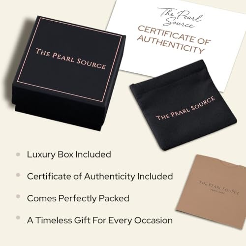The Pearl Source Real Pearl Necklace for Women with AAA+ Quality Round White Freshwater Genuine Cultured Pearls | 16-inch Pearl Strand with 14K Gold Plated Sterling Silver Clasp - Image 5