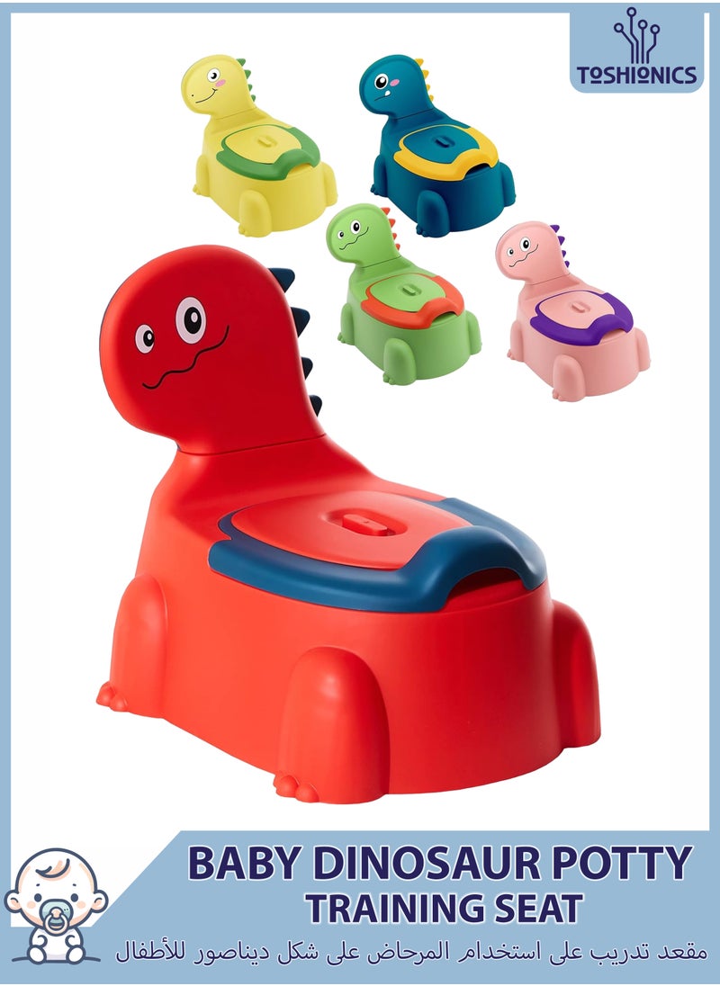 Toshionics Baby Dinosaur Potty Training Seat Dinosaur Potty Training Seat for Baby Toddlers and Kids Anti-Slip Portable Toilet Chair with Removable Tray Foldable and Comfortable Potty Trainer for Toddlers Boys and Girls (1-7 Years) with Backrest and Closing Lid Easy Clean and Travel Friendly Baby Potty Seat  - Image 1