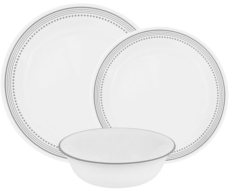 Corelle طقم عشاء كوريل 1127003 رمادي غامق مقاوم للكسر والتشقق 12 قطعة خدمة لـ 4 رمادي 27.94 × 12.38 × 26.67 سم - Image 1