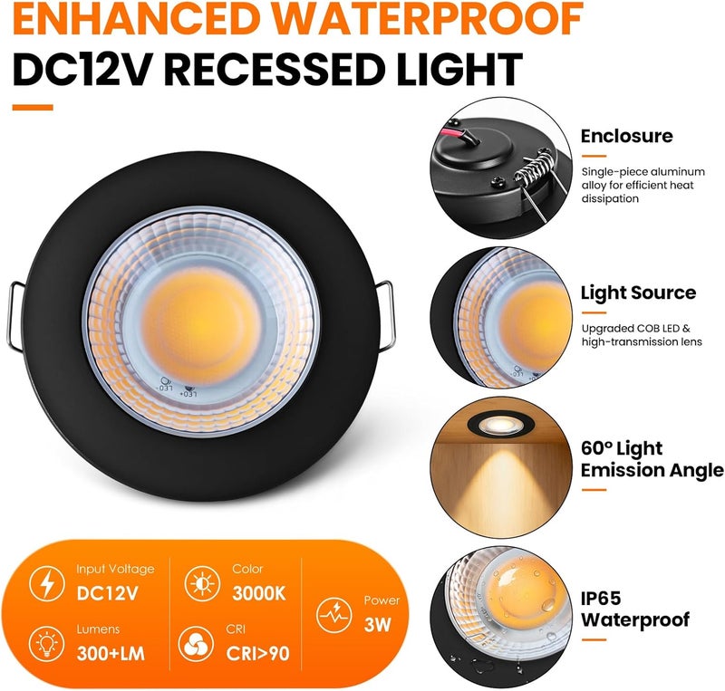 GZV 12V Puck Light, LED RV Recessed Ceiling Light, Interior Lighting for Under Cabinet Camper Vans Caravan Cabin Truck Motorhome - Image 2