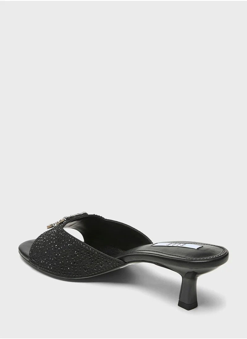 ELLE Logo Detailed Single Strap Low Heel Sandals
