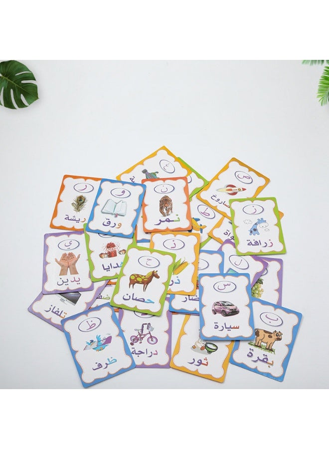 هالامودو 28 بطاقة فلاش التعلم باللغة العربية علامة لوح أبيض نظيفة + بطاقات التعرف على الأبجدية في مرحلة الطفولة المبكرة أداة تدريب تعليمية مزدوجة الجانب جودة الطباعة عالية الجودة ممارسة الكتابة القابلة لإعادة الاستخدام حامل القلم تصميم مقلوب مقاومة للتلوين والمياه زوايا آمنة مدورة بطاقة ذاكرة مساعدة بصرية بطاقة لغة قابلة للنقل - Image 2