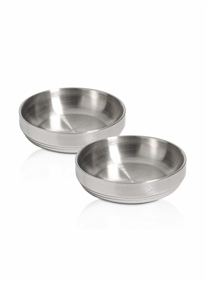 SYOSI - 2 Pcs Food Grade 304 Stainless Steel Cat Bowls, Shallow and Wide Metal Cat Food and Water Feeder Set, Durable Pet Feeding Dishes for Cat, Kitten, Puppy, Whisker Stress Free, Dishwasher Safe - Image 1