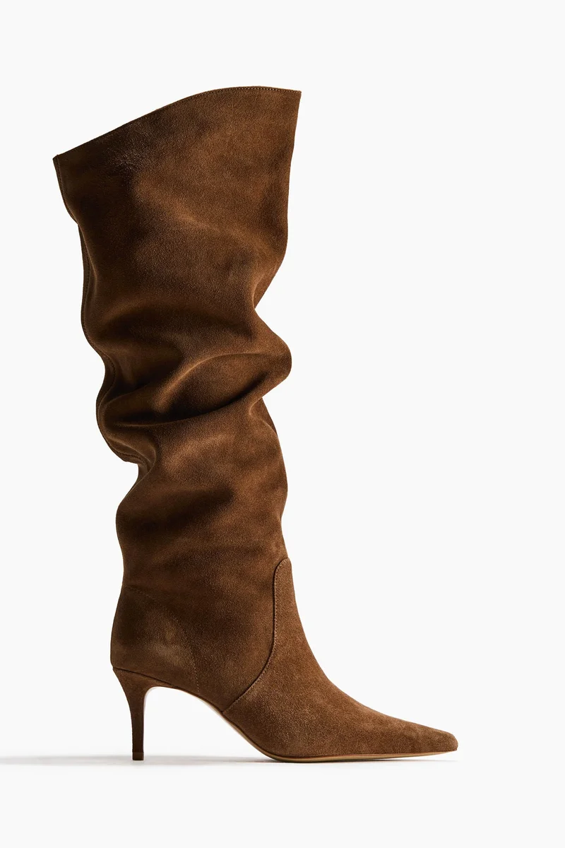 Knee-high suede boots