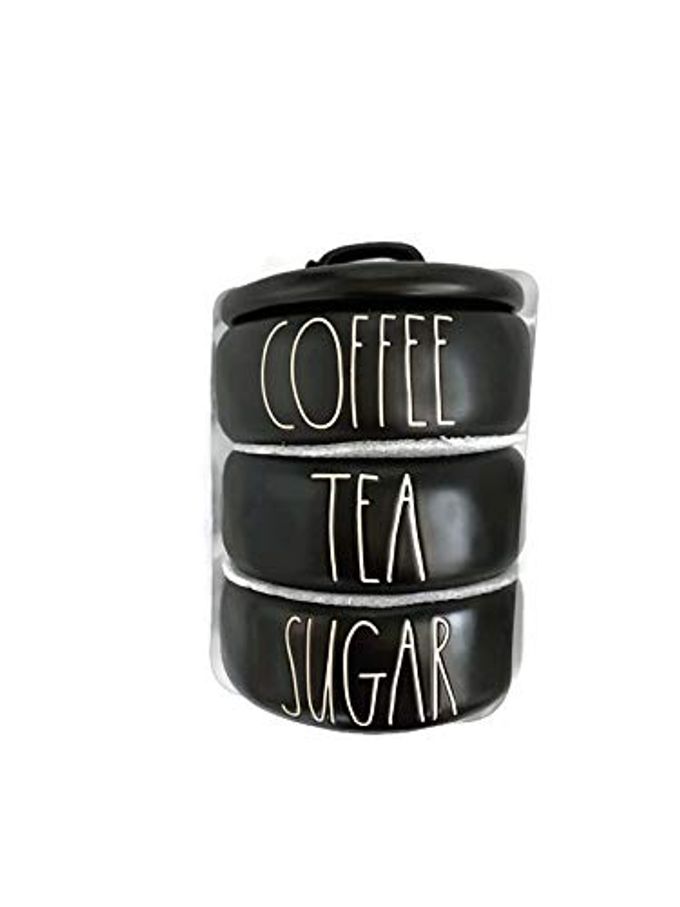 BY MAGENTA 4 PIECE BLACK COFFEETEASUGAR CERAMIC LL STACKING CANISTER SET