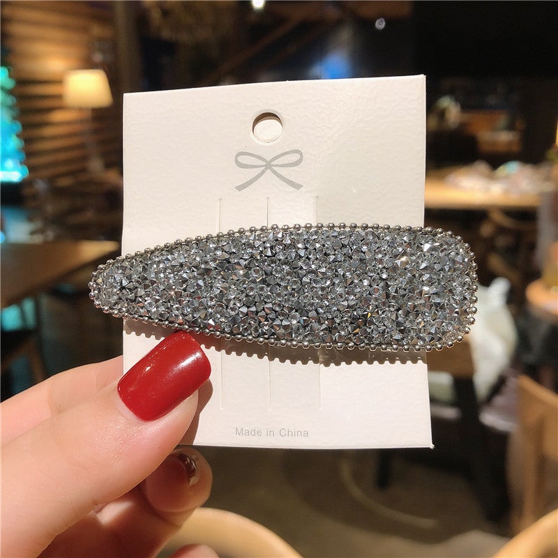 Loquat Korean Internet Celebrity Rhinestone Hairpin Side Clip Internet Celebrity BB Clip Womens Broken Hair Simple Clip Headwear Explosive Hair Accessories Women K113-4 drop silver