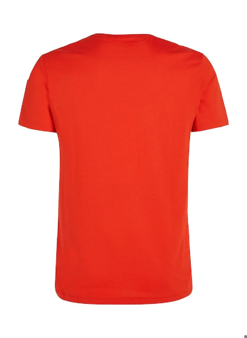 Calvin Klein Jeans Men's Slim Organic Cotton Logo T-Shirt -  cotton jersey, Red