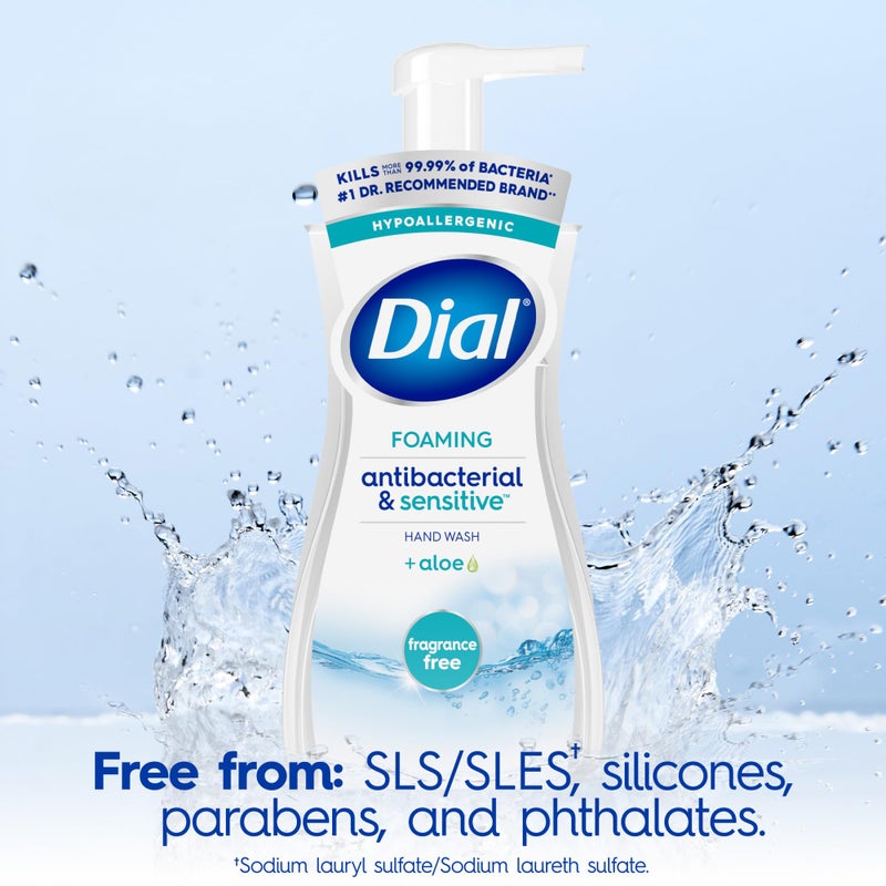 Dial Antibacterial Defense Foaming Hand Soap + Aloe, Fragrance Free, 7.5 Fl Oz (Pack of 6), Dermatologist-Tested Hand Wash, Gentle on Skin - Image 4