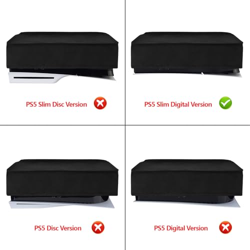 playvital Horizontal Dust Cover for ps5 Slim Digital EditionThe New Smaller Design Nylon Dust Proof Protector Waterproof Cover Sleeve for ps5 Slim Console Black - Image 3
