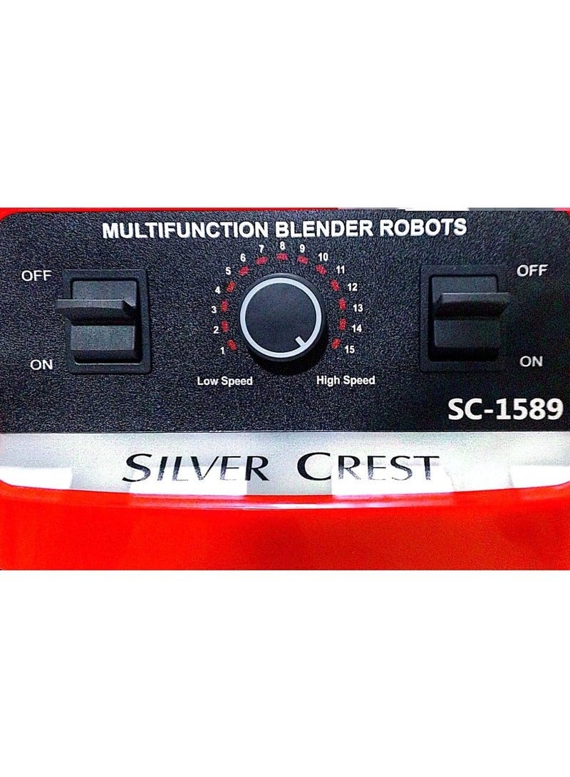 سيلفر كريست خلاط SC-1589 الاحترافي بقوة 4500 واط – السرعة الفائقة لطحن الثلج والمكسرات وصنع العصائر الكثيفة في ثوانٍ! مثالي للمطاعم والمنازل – أداء عالي، شفرات فولاذية قوية، وسعة كبيرة تناسب جميع احتياجاتك. - Image 5
