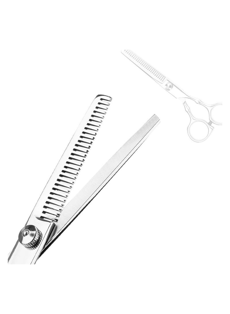 خاجول 7 قطعة مقص احترافي للمنزل لقص وتشذيب الشعر مع مشط وشنطة للرجال والنساء (فضي) - Image 4