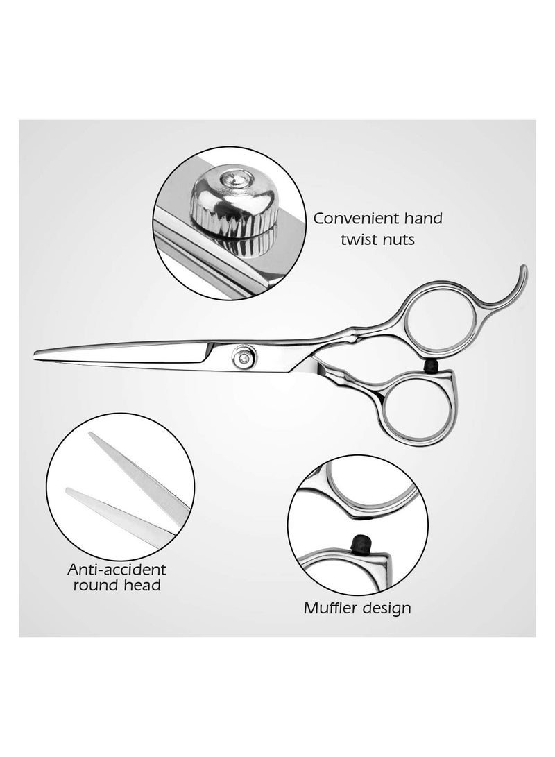 خاجول 7 قطعة مقص احترافي للمنزل لقص وتشذيب الشعر مع مشط وشنطة للرجال والنساء (فضي) - Image 3