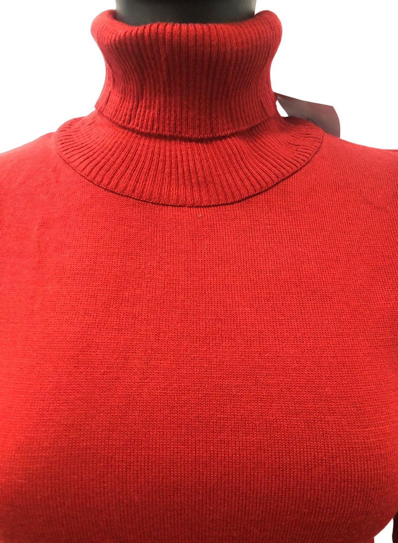 Red pullover high neck
