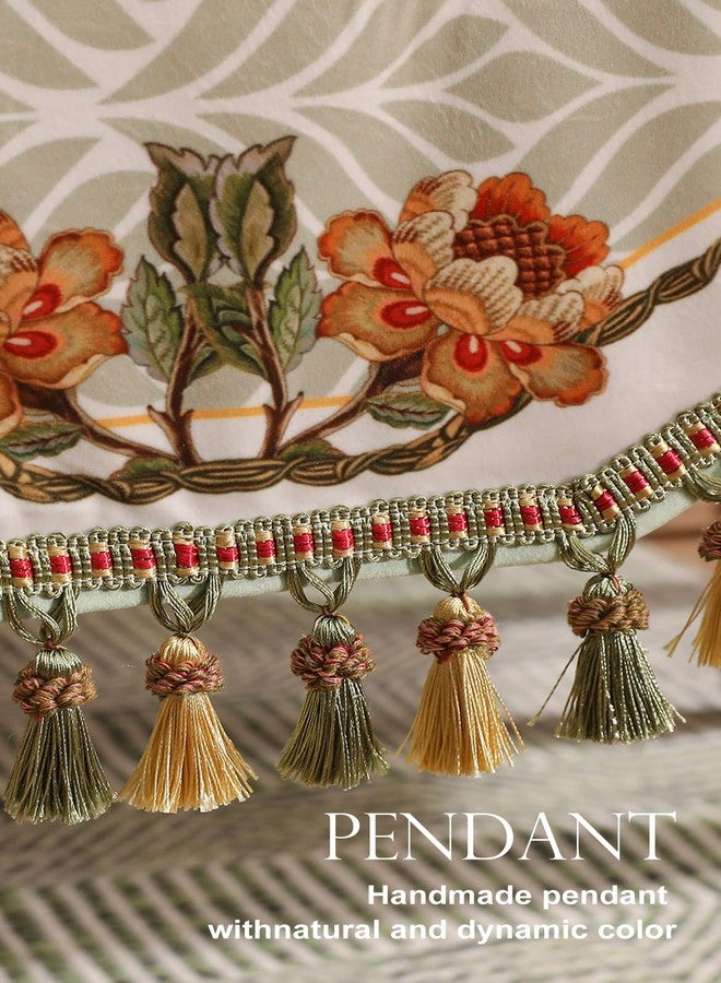 patdrea Designer Elegant French Floral Velvet Table Runner 102 Inch Long,Green with Orange Blossoms Pattern Table Mat, Decor for Kitchen Dining Coffee Table Cabinet Banquet Thanksgiving,12"*102" - Image 5
