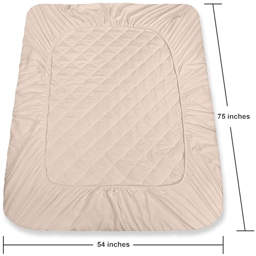 Utopia Bedding Quilted Fitted Mattress Pad, Full Size, Elastic Fitted Mattress Topper Protector and Cover Stretches up to 16 Inches Deep, Machine Washable (Beige) - Image 5