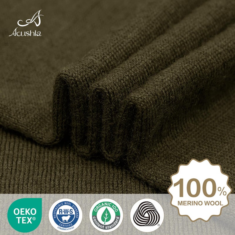 ACUSHLA 100% Merino Wool Neck Gaiter for Men & Women Ski Face Mask Winter Scarf Neck Warmer All Weather, Midweight Green - Image 3