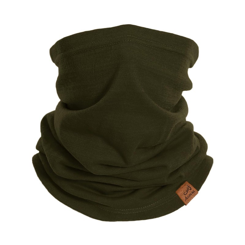 ACUSHLA 100% Merino Wool Neck Gaiter for Men & Women Ski Face Mask Winter Scarf Neck Warmer All Weather, Midweight Green - Image 1
