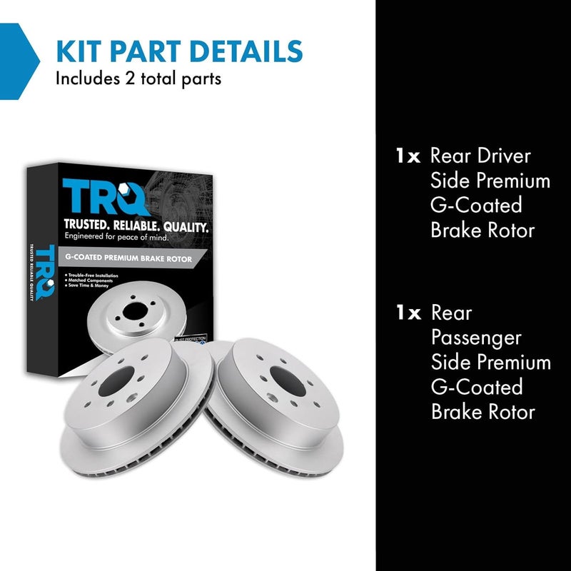 TRQ Rear Brake Rotors Set Vented Premium G-Coated Compatible with 2005-2022 Nissan Frontier 2005-2015 Xterra 2009-2012 Suzuki Equator - Image 2