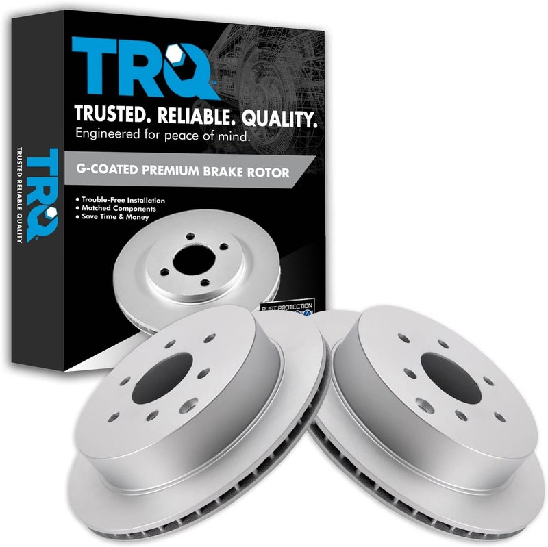 TRQ Rear Brake Rotors Set Vented Premium G-Coated Compatible with 2005-2022 Nissan Frontier 2005-2015 Xterra 2009-2012 Suzuki Equator - Image 1