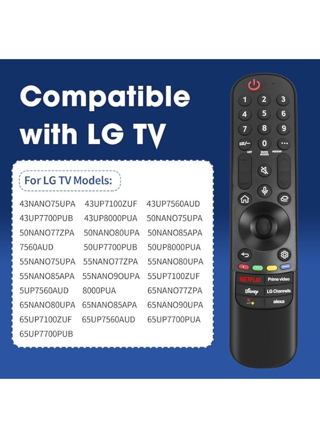HuHa - KJDiSRPin MR22GN for 2022/LG-Magic-Remote with Pointer and Voice Function Replacement for LG OLED Z2, G2, C2, B2, A2 Series QNED99, 90, 85, 80 Series NANO80, 75 Series UQ90, UQ80, UQ75, UQ80 Series - Image 1