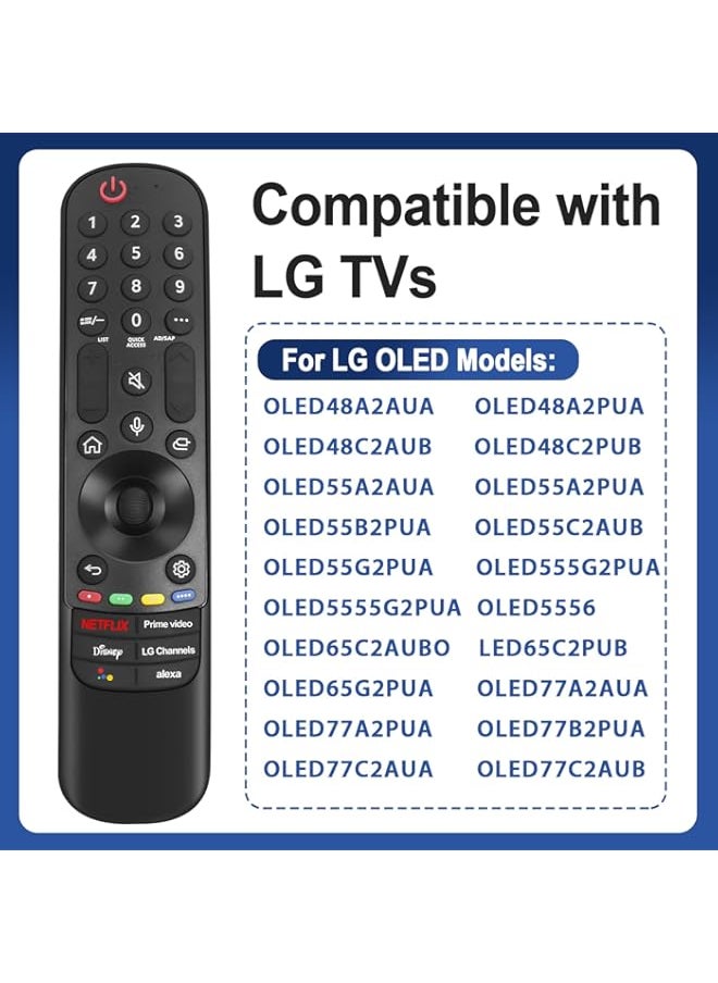 HuHa - KJDiSRPin MR22GN for 2022/LG-Magic-Remote with Pointer and Voice Function Replacement for LG OLED Z2, G2, C2, B2, A2 Series QNED99, 90, 85, 80 Series NANO80, 75 Series UQ90, UQ80, UQ75, UQ80 Series - Image 1