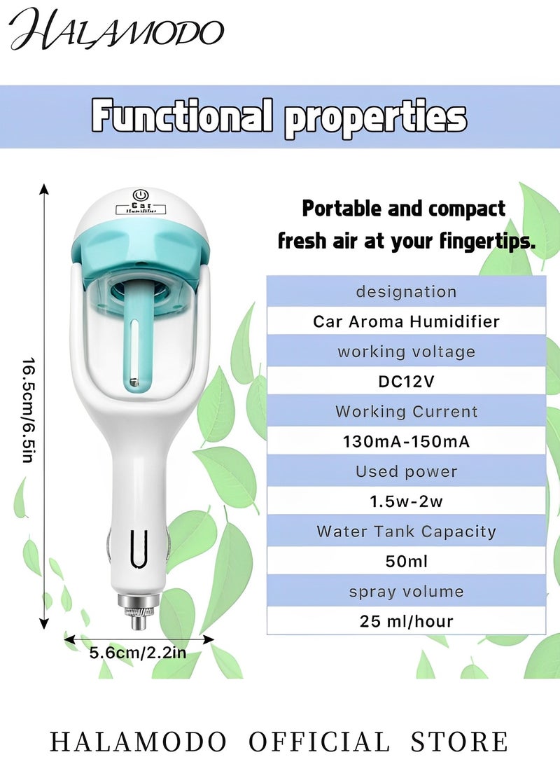 هالامودو مرطب السيارة موزع الزيوت العطرية للسيارة معطر هواء محمول للسيارة جهاز تنقية هواء شخصي للسيارة مرطب ضباب بارد صغير مع شحن 12 فولت منفذ - Image 4
