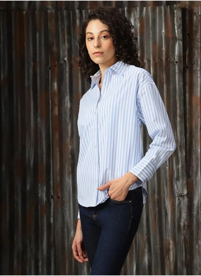 HIGH STAR Striped Spread Collar Buttoned Shirts