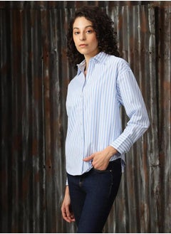 HIGH STAR Striped Spread Collar Buttoned Shirts by Styli  - Image 2