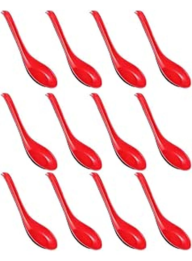 12 Colored Long Handle Soup Spoons For Eating Serving Rice Porridge Kitchen Dining - Image 1