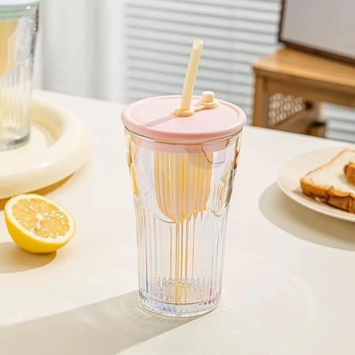 RuvAm Glass Tumbler with Fruit Infuser Lid and Straw Pack of 1 Reusable Boba Cup for Smoothies Iced Coffee LeakProof Sipper with Silicone Sleeve 400ml Sipper Mug Infuser LID Straw - Image 3