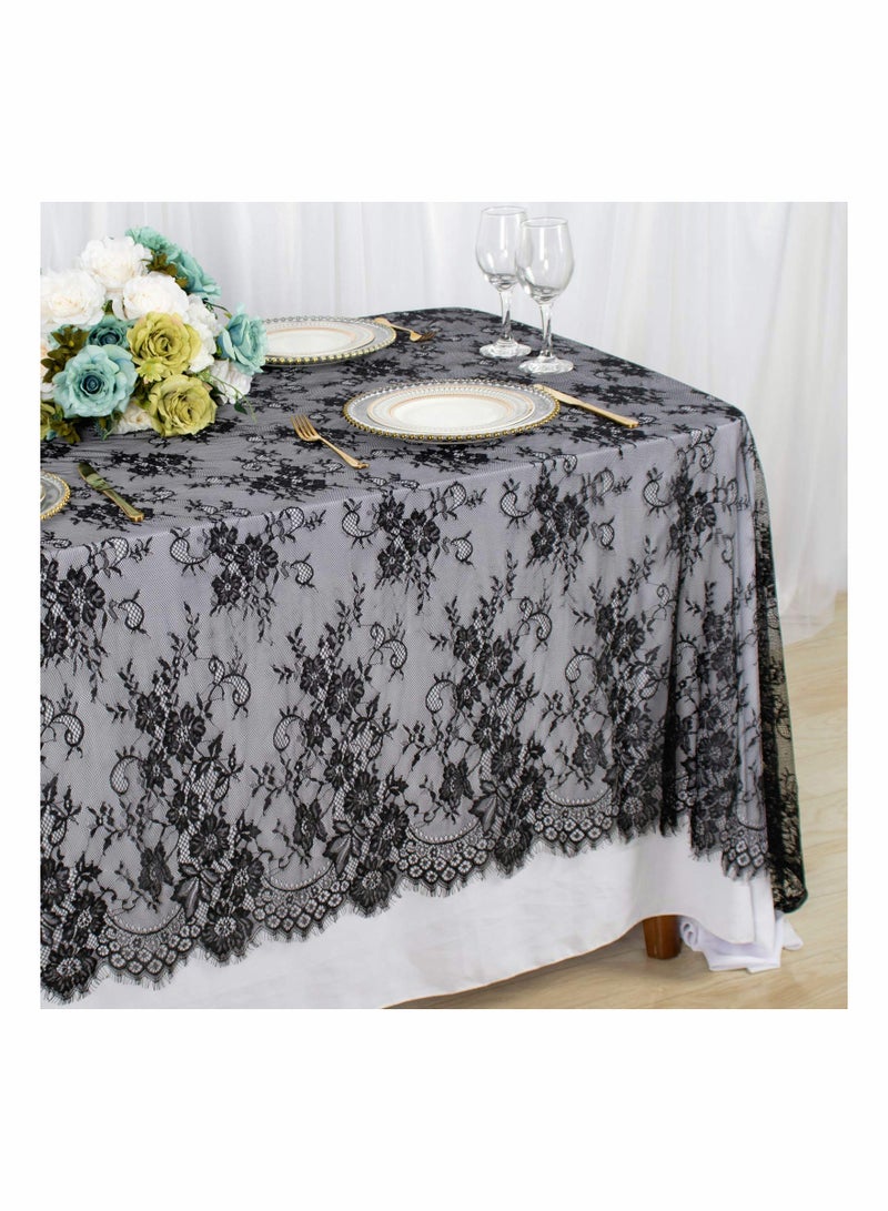 Excefore Lace Tablecloth, 60''x120'' Rectangular Washable Black Overlays Rustic Table Cloth Runner Thanksgiving Tablecloth Floral Lace Table Cloths for Catering Events, Dinner Parties, Weddings Decorations - Image 1