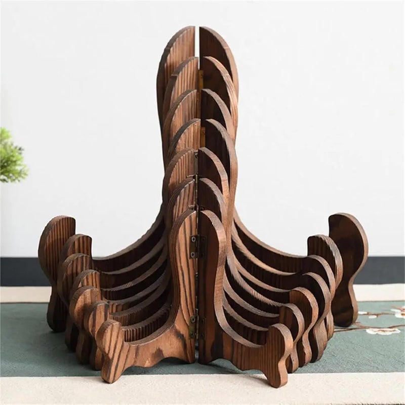 Easel Tray Shelf 4 Pcs Wood Display Rack, Foldable Easel for Plate Cake Stand For Art Easels(Burlywood,M 9.5x14cm) - Image 5