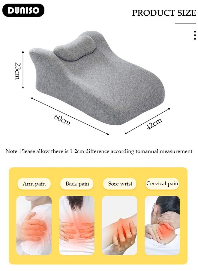 DUNISO Bed Wedge Pillow for Sleeping, Triangle Pillow Wedge for Back Support, Leg Elevation Pillow Relieves Leg Pain, Ergonomic Memory Foam Bed Pillow with Face Down Massage Prone Pillow Function for Reading  - Image 2