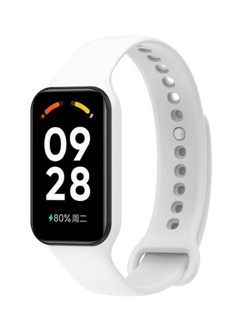 Replacement Strap Compatible with Xiaomi Smart Band 8 Active/Redmi Smart Band 2, Soft Silicone Flexible Sport Breathable Rubber Replacement Wristband (WHITE) - Image 3