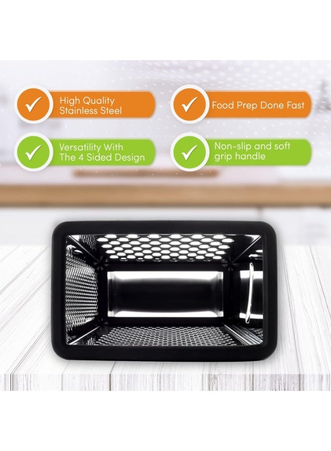 Spring Chef Professional 4-Sided Box Grater with Storage Container – Stainless Steel Kitchen Handheld Food Shredder & Slicer for Cheese, Vegetables, Fruits, Potatoes, Carrots, Zucchini, Lemon, Multi-Function Cooking Tool with Soft Grip Handle, Dishwasher Safe, Fast & Efficient Food Preparation - Image 5