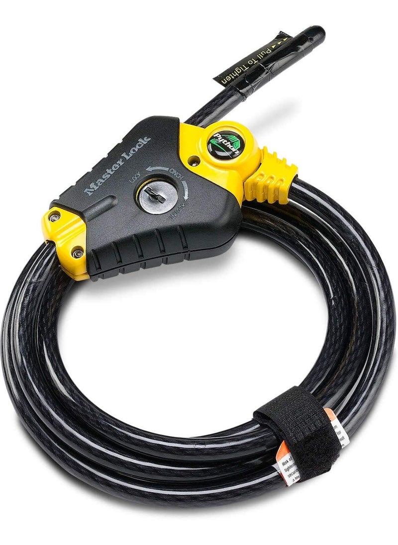 Master Lock Master Lock 8413DPF Python Cable Lock with Key, 1 Pack, Black and Yellow, 6' x 3/8" diameter 