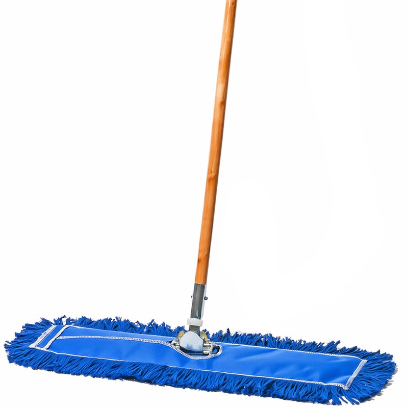 Tidy Tools 24 Inch Blue Commercial Dust Mop  Floor Sweeper  Wood Handle Floor Mop for Tile Hardwood  Concrete