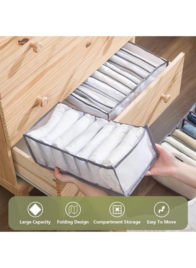 Hihonor 3 PCS Wardrobe Clothes Organizer 9 Grids, Drawer Organizer for Clothing, Closet Organizers and Storage, Drawer Dividers for Clothes, Mesh Separation Box for Thin Jeans, Trousers, T-shirts, Skirts, Grey  - Image 4