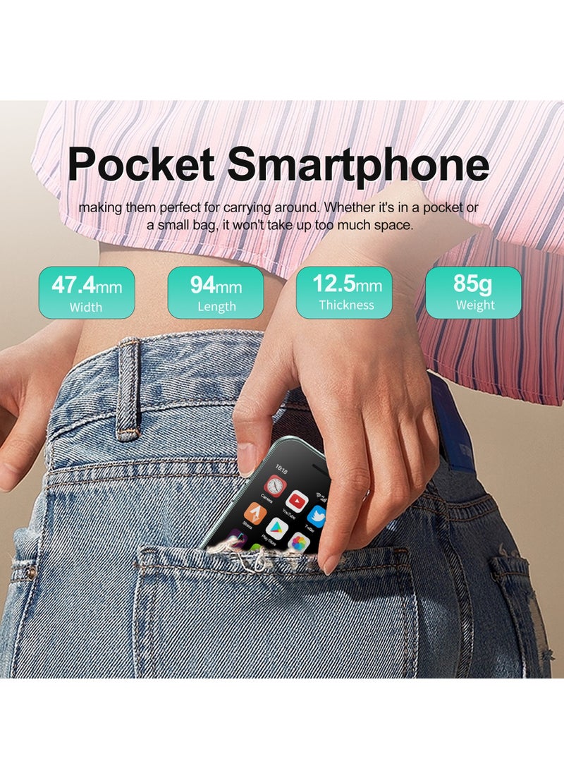 AROAQ - Mini Smartphone, Lightweight HD Display Small Smartphone, Easy To Carry Face Recognition Mini Mobile Phone, Dual Cards Dual Standby Durable Cellphone, (1pc, Green) - Image 1