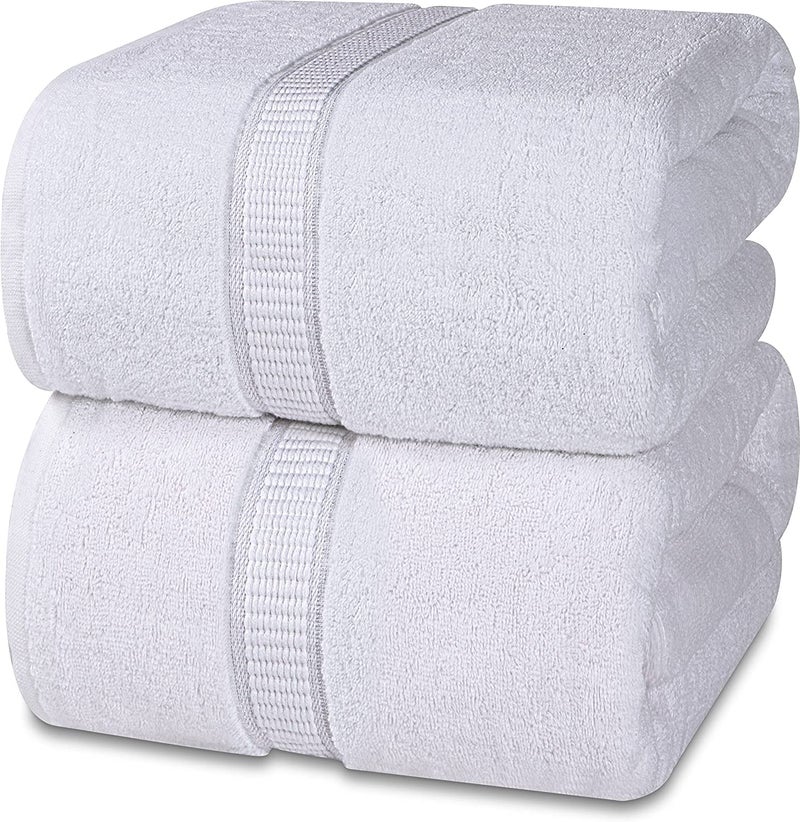 Vocal Store Ultra Soft, Super Absorbent, 100% Cotton 2 Piece Bath Towel Set, 600 GSM, 30 inch x 60 inch (White, Set of 2) TW-V03-WHT-2 - Image 1