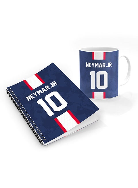 Stylizedd Designer Printed Coffee Mug + A5 Spiral Notebook Memo Notepad Journal Personalised Combo Gift Set  - Football Team - Neymar, Jersey no 10