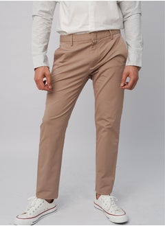 Men’s Soft Cotton Flat Front Stretch Pants in Sand Dune