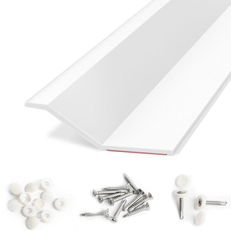 Elvone Garage Door Seal Top and Sides, 40 FT Universal TPE Weather Stripping Garage Door Trim Seal Weatherproofing Garage Door Seals with Nails and Lids in White - Image 1