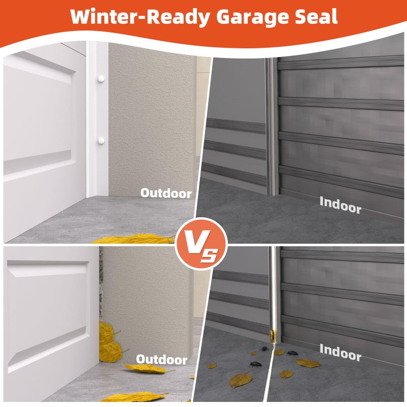 Elvone Garage Door Seal Top and Sides, 40 FT Universal TPE Weather Stripping Garage Door Trim Seal Weatherproofing Garage Door Seals with Nails and Lids in White - Image 5