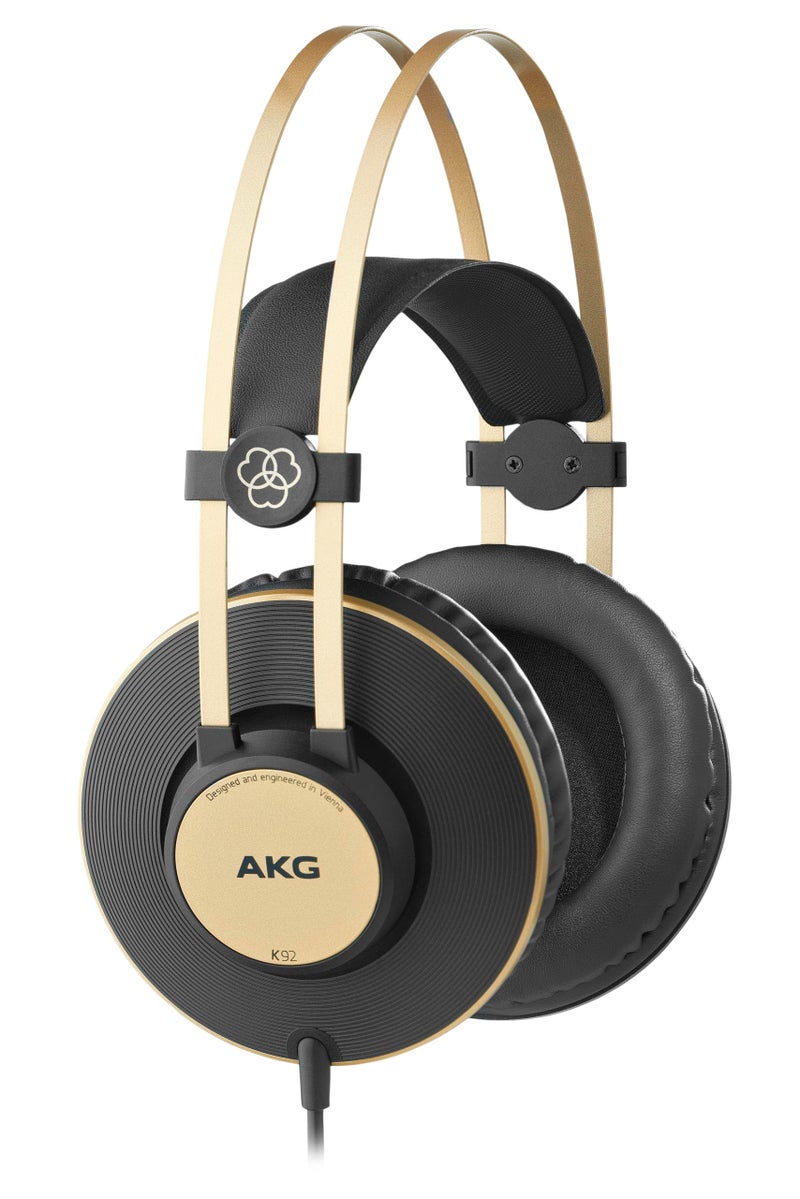 AKG Pro Audio K92 Over-Ear, Closed-Back, Critical Listening and Studio Headphones, Matte Black and Gold - Image 1